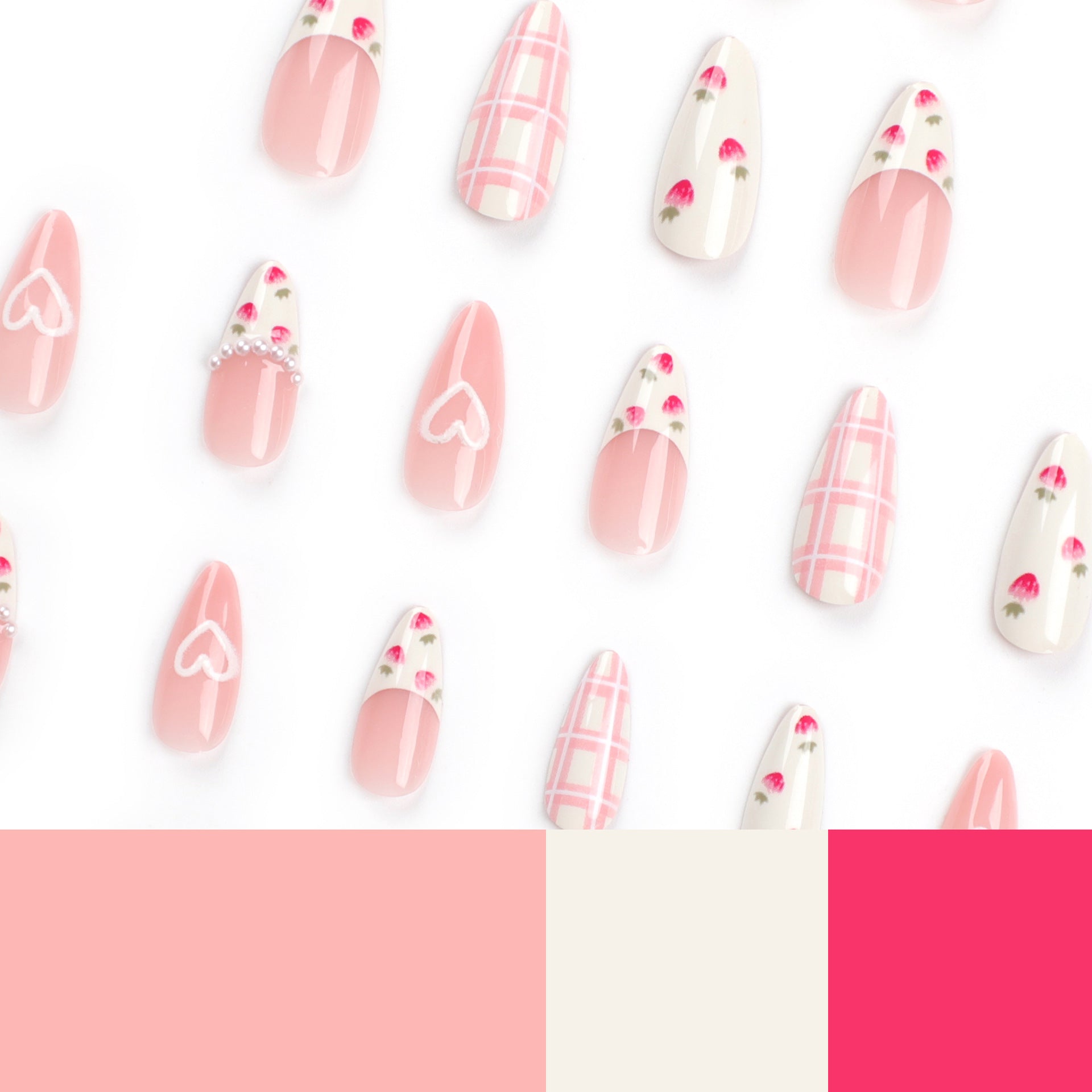 Wholesale Plastic Heart-shaped Strawberry Manicure Slices